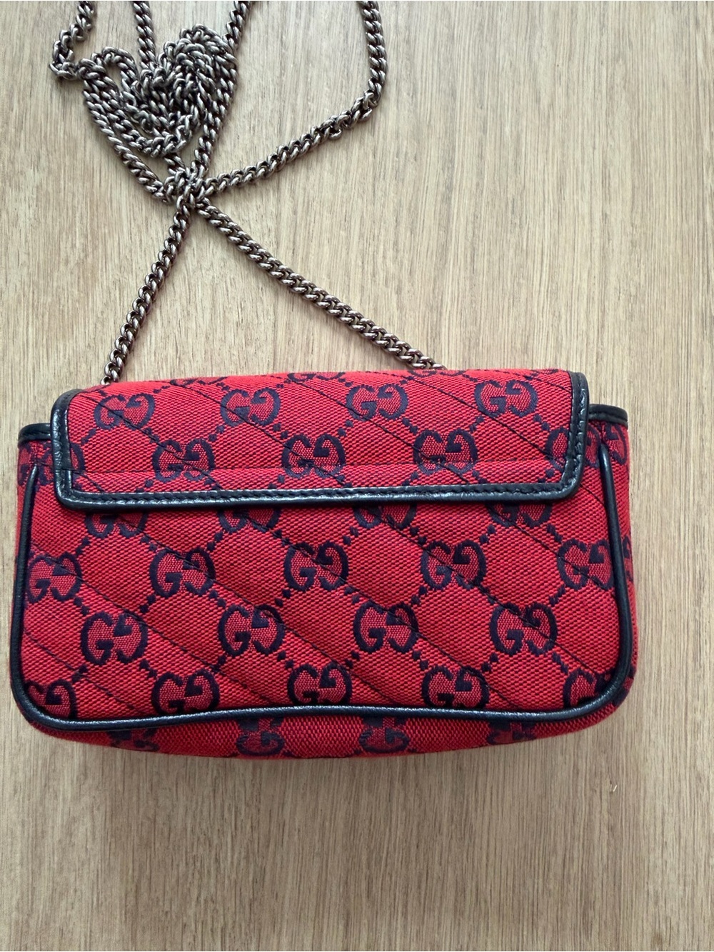 Gucci Red Mini Floral GG Marmont Shoulder Bag - Picture 5 of 8